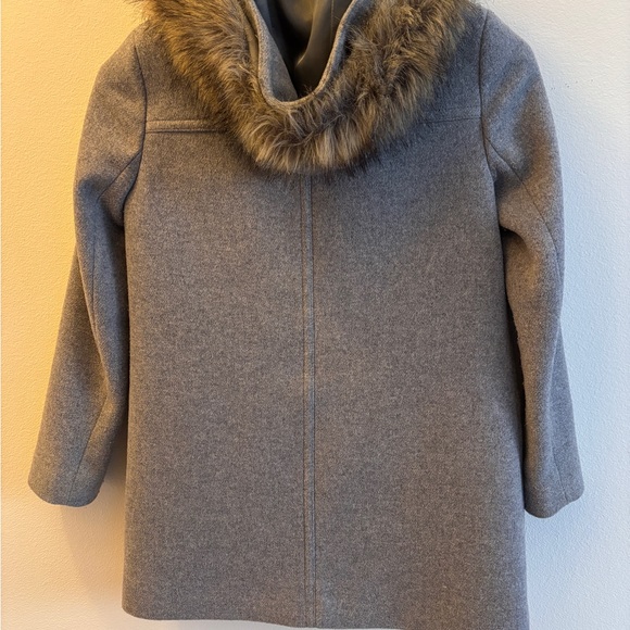 J. Crew Gray Coat with Faux Fur hood - Picture 2 of 6